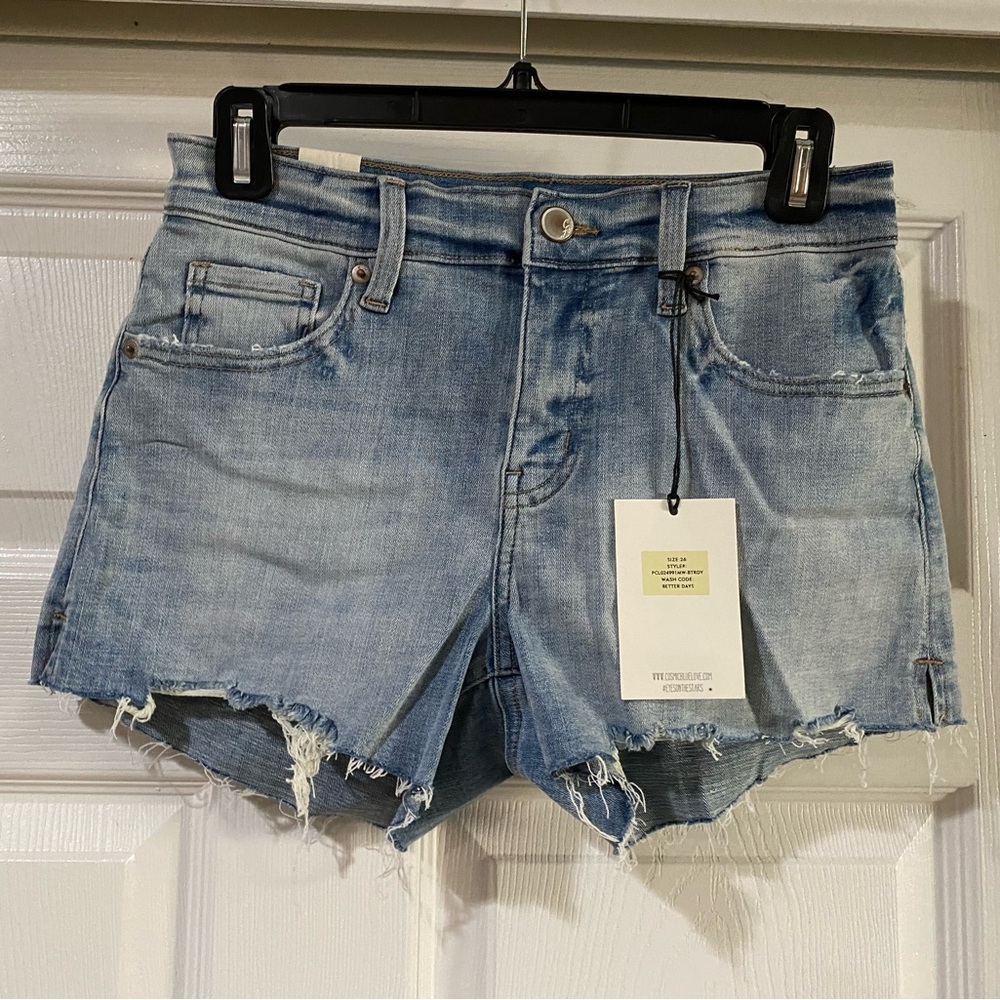 COSMIC BLUE LOVE Cutoff Side Slit Shorts‎ Size 26 NWT